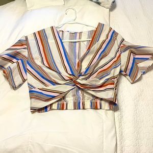 Multi color deep v crop top